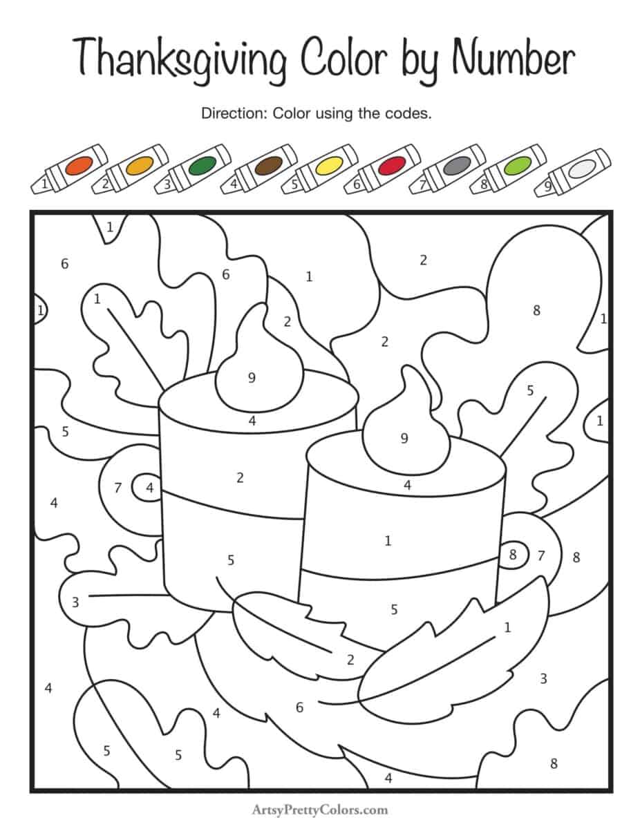 free colornumber thanksgiving printables - artsy pretty colors